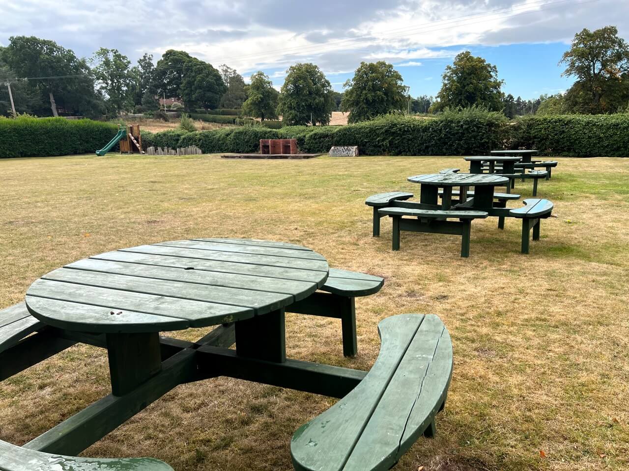 Picnic benches at Allison Cargill House